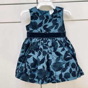 Carter's Navy Blue Floral Holiday  Special Occasion Dress Size 3 month